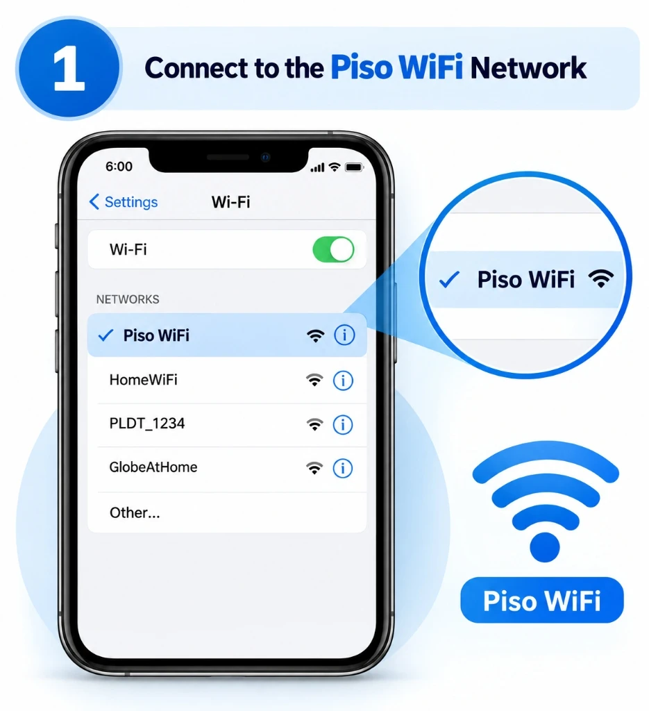 Android Samsung and Windows devices connected to Piso WiFi before opening Chrome